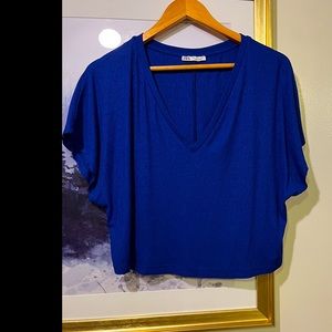 ZARA Loose Fit Crop Top in Royal Blue Women’s size Small